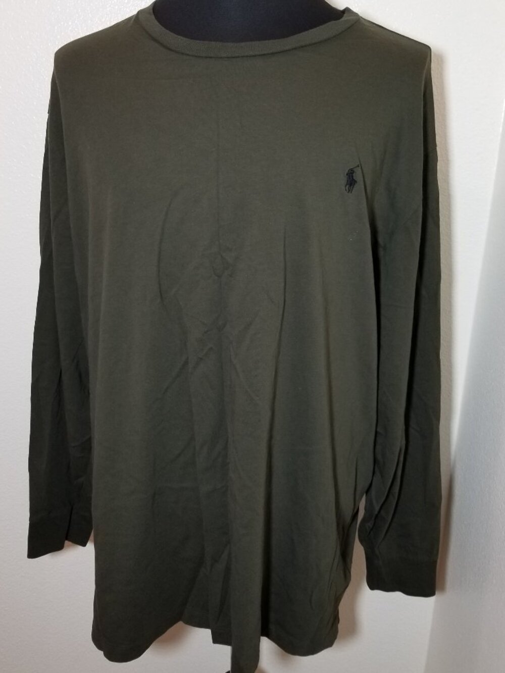 Polo Ralph Lauren Mens XXL Long Sleeve Shirt Olive Green Pony Rugby Preppy Retro